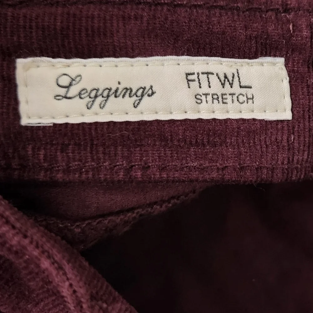 Max Mara Pants Womens 6 Burgundy‎ Corduroy Stretch Leggings Fit Weekend